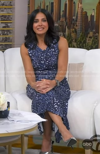 Dr. Tara Narula's blue print ruched dress on Good Morning America