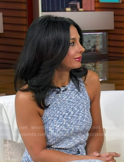 Dr. Tara Narula's blue print sleeveless knit dress on Good Morning America