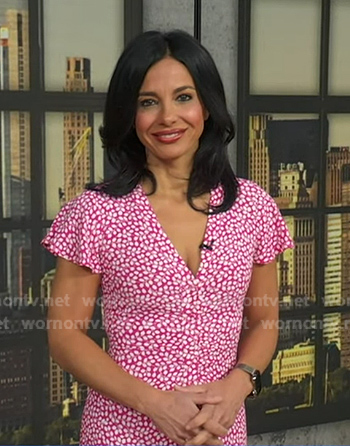 Dr. Tara Narula's pink floral v-neck dress on Good Morning America