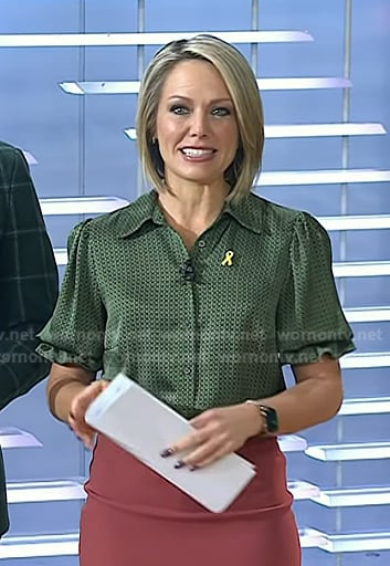 Dylan's green print elbow puff sleeve blouse on Today