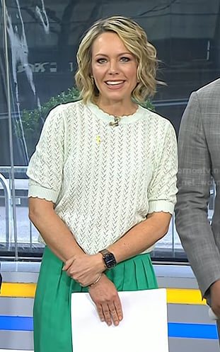 Dylan's mint green pointelle top and green pants on Today