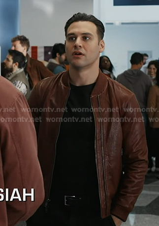 Eddie's brown leather zip jacket on 9-1-1