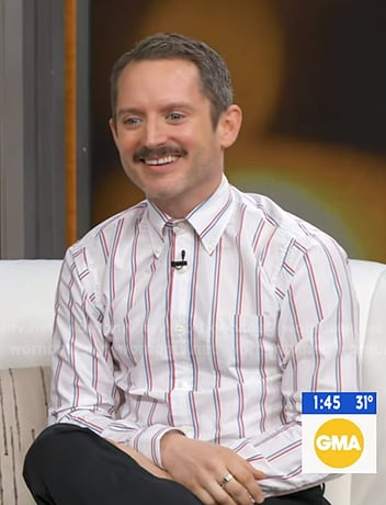 Elijah Wood's white stripe button down shirt on Good Morning America