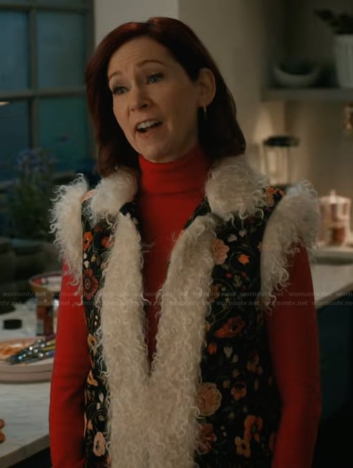Elsbeth's floral mohair trim vest on Elsbeth