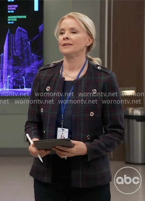 Felicia's plaid jacket on General Hospital