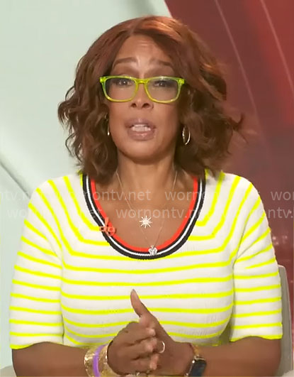 Gayle King's neon striped dress on CBS Mornings