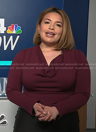 Gilma's burgundy cowl neck top on NBC News Daily