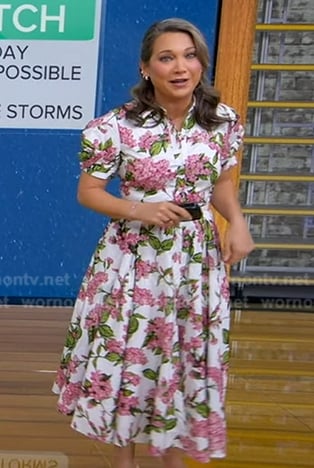 Ginger's white floral midi shirtdress on Good Morning America
