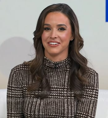 Hanna Battah's brown houndstooth sweater and skirt on Good Morning America