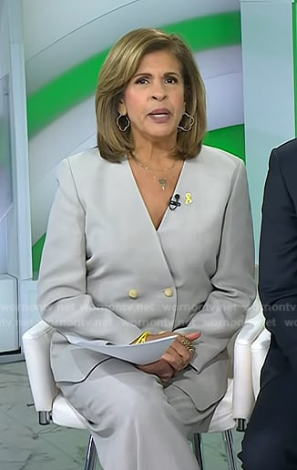 Hoda's grey collarless blazer and pants on Today