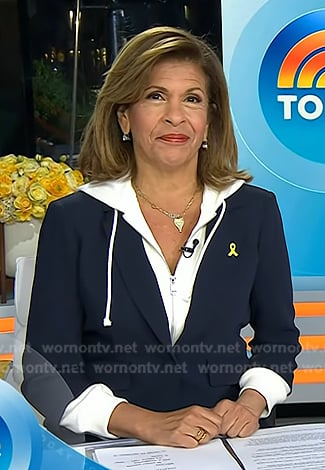 Hoda's navy hooded blazer on Today
