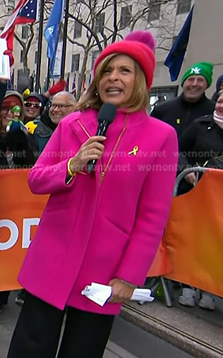 Hoda's pink zip coat on Today