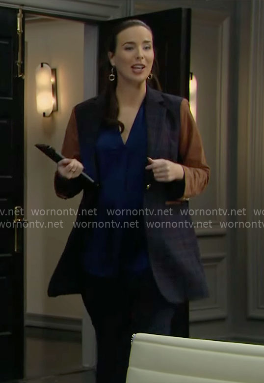 Ivy's plaid blazer with brown sleeves on The Bold and the Beautiful