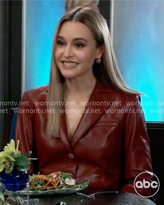 Jacinda's red leather blazer dress on General Hospital