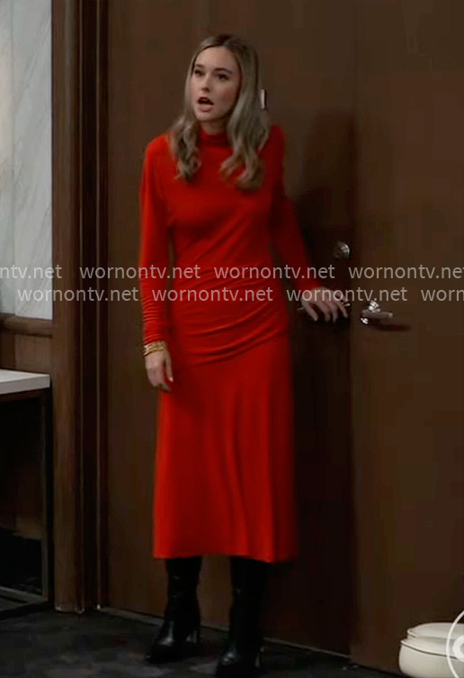 Jacinda's red midi dress on General Hospital