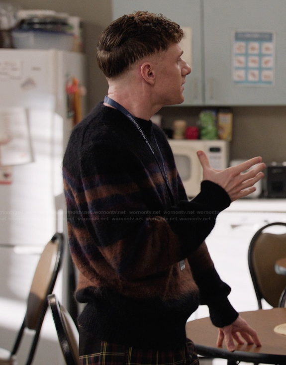 Jacob's black stripe sweater on Abbott Elementary