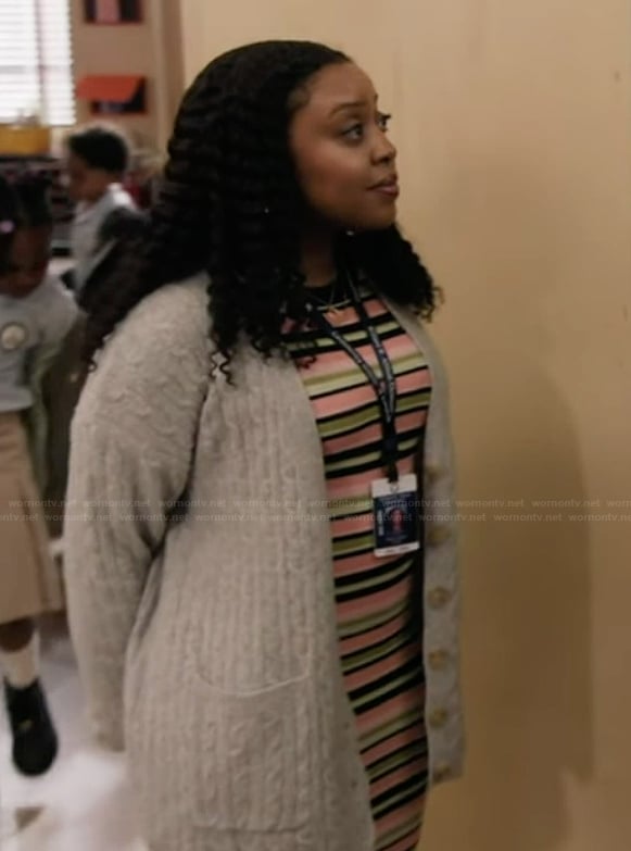 Janine's striped dress on Abbott Elementary