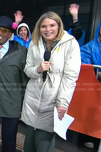 Jenna's ivory hooded puffer coat on Today
