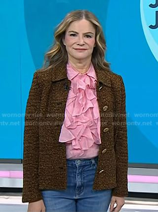 Jennifer Jason Leigh's pink ruffled blouse on Today