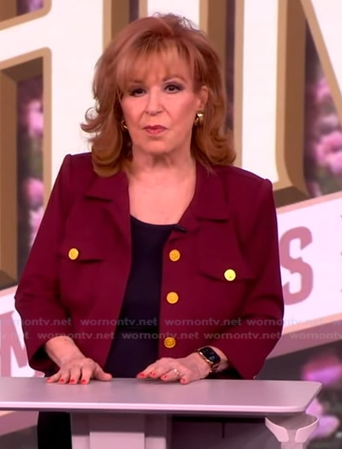 Joy's red gold button jacket on The View