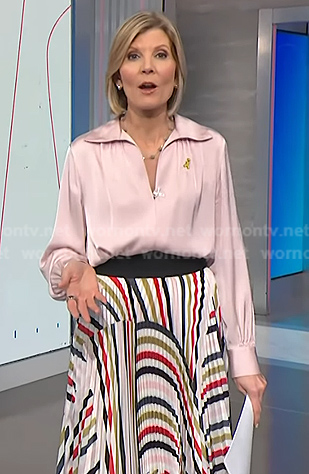 Kate's pink collared blouse and striped pleated skirt on NBC News Daily