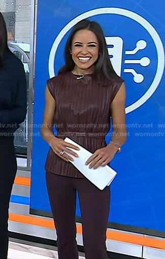 Kaylee's brown pleated leather top on Today
