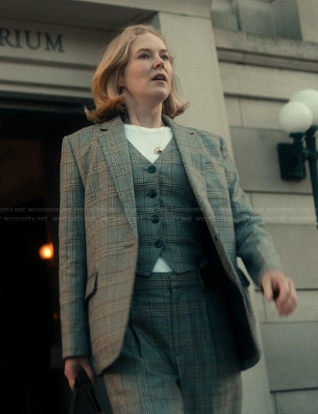 Kay's plaid blazer and pants on Scarpetta