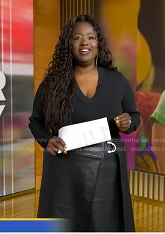 Kelley L. Carter's black leather skirt on Good Morning America