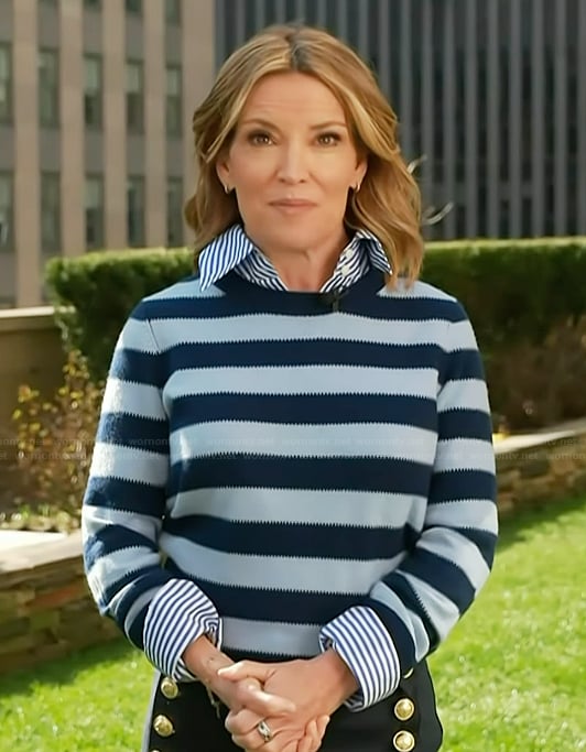 Kit's blue striped sweater on Access Hollywood
