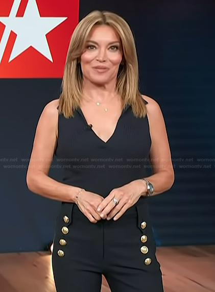 Kit's navy sleeveless top on Access Hollywood