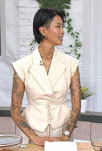 Kristen Kish's ivory wrap top and pants on Today