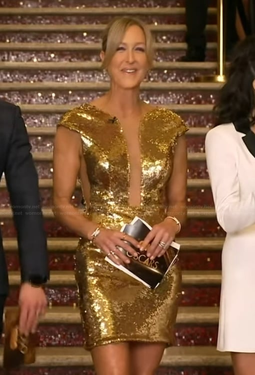 Lara's gold sequin mini dress on Good Morning America