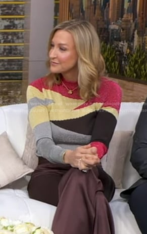 Lara's multicolor print sweater on Good Morning America