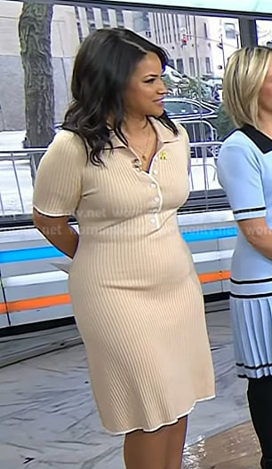 Laura's beige ribbed polo dress on Today