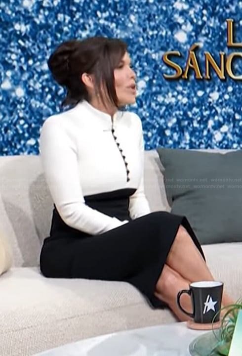 Lauren Sanchez Bezos's colorblock dress on Access Hollywood