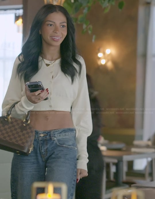 Layla's cropped cardigan on The Secret Lives of Mormon Wives