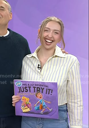 Lily Rosenthal's yellow striped crop shirt on Today