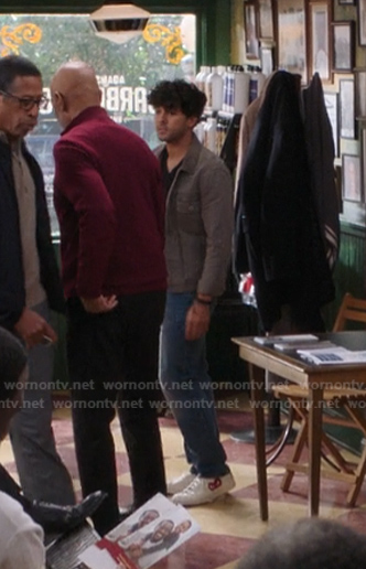 Luca's white heart print sneakers on Greys Anatomy