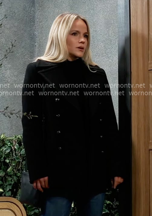 Lulu's black peacoat on General Hospital
