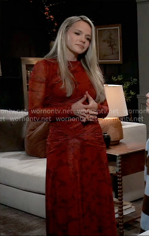 Lulu's red floral mesh dress on General Hospital