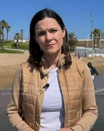 Maggie's beige quilted jacket on Good Morning America