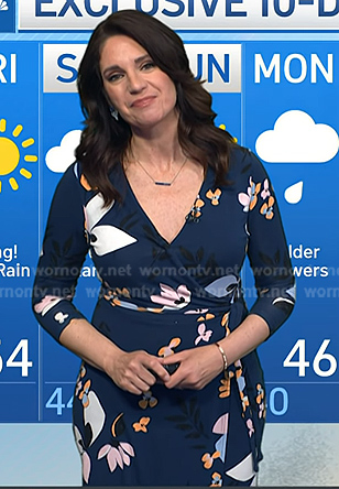 Maria's navy floral wrap dress on Today