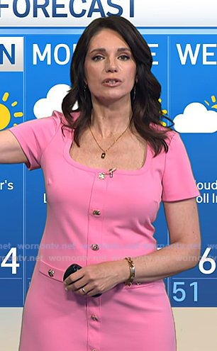 Maria's pink square neck dress on Today
