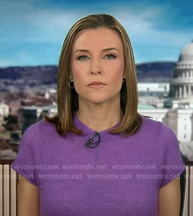 Mary's purple short sleeve sweater on Good Morning America