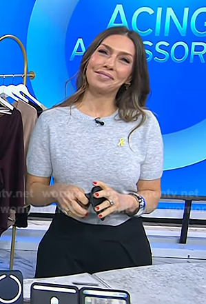 Melissa's grey short sleeve sweater and black pants on Today
