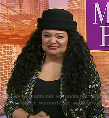 Michelle Buteau's black floral blazer and pants on Today