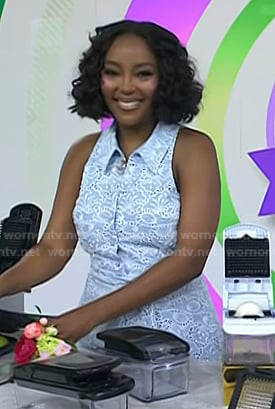 Mkho's blue sleeveless lace dress on Today