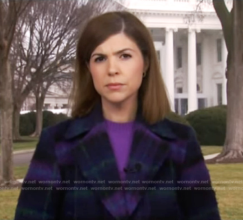 Monica Alba's purple plaid coat on NBC News Daily