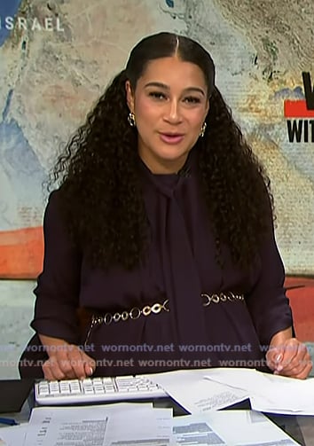 Morgan's purple tie neck shirtdress on NBC News Daily