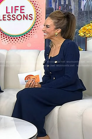 Myka Meier's navy square neck peplum dress on Today
